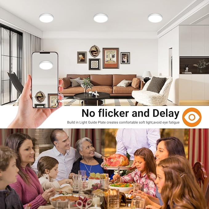 4 Pack 7 Inch LED Flush Mount Ceiling Lights 1500LM Adjustable White Fixtures