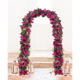 Artificial Bougainvillea Garland,4Pcs 7.2Ft/Piece Pink Flower Garland Faux Silk Bougainvillea Vines Artificial Decor For Wedding Arch Table Home Garden(Deep Pink)