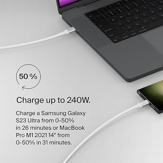 240W USB C to USB C Fast Charging Cable 6.6FT for MacBook iPhone & Galaxy
