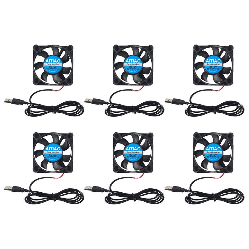 6Pcs 50Mm Usb Brushless Cooling Fan 50Mm X10Mm Dc 5V Quiet Cooling Fan 5010 Mi