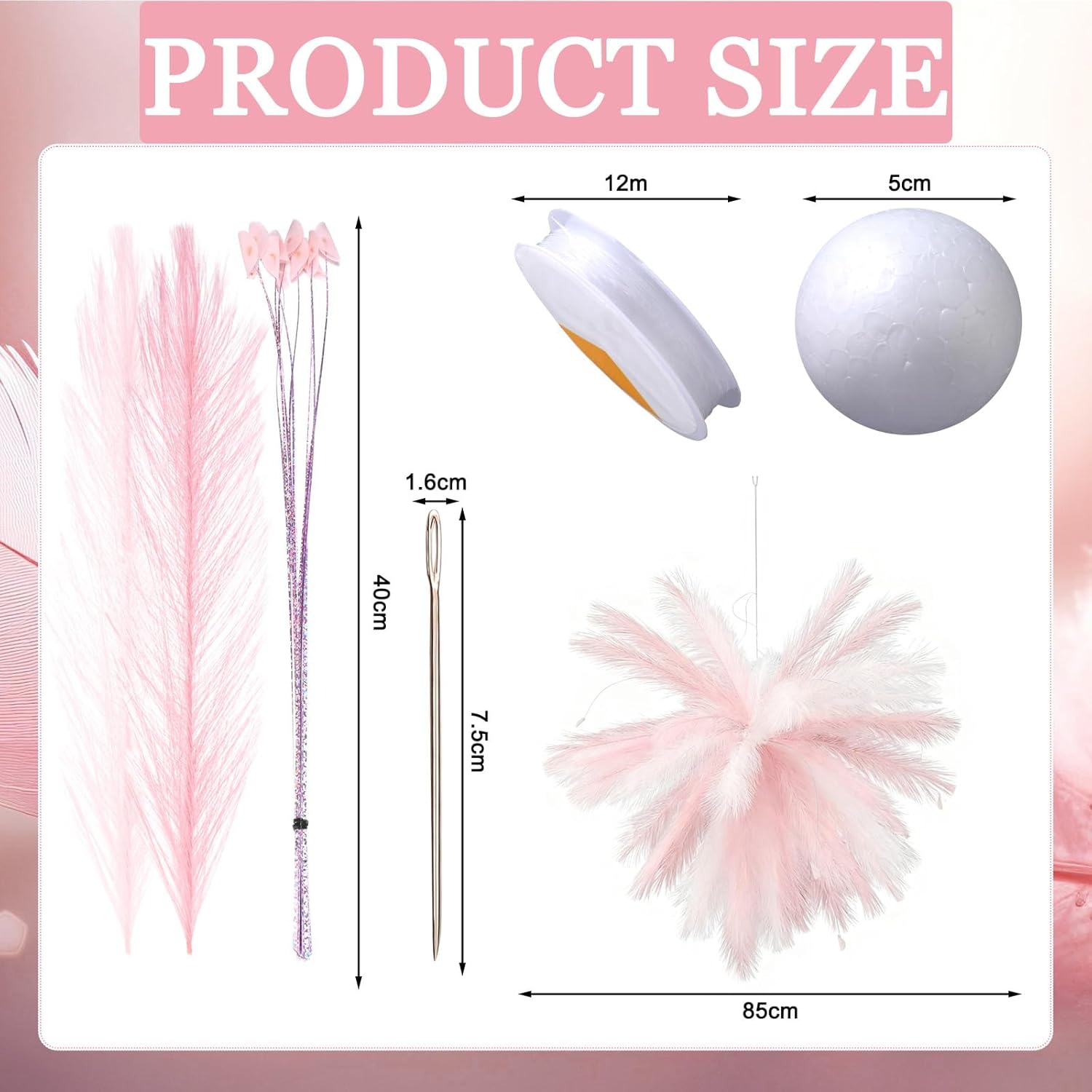 60 Sets Valentine Pink Hanging Decoration Pampas Grass Ceiling Decor Fireworks Design Diy Blush Artificial Pampas Grass For Diy Crafts Wedding Galentines Bedroom Home Bridal Shower(Pink)