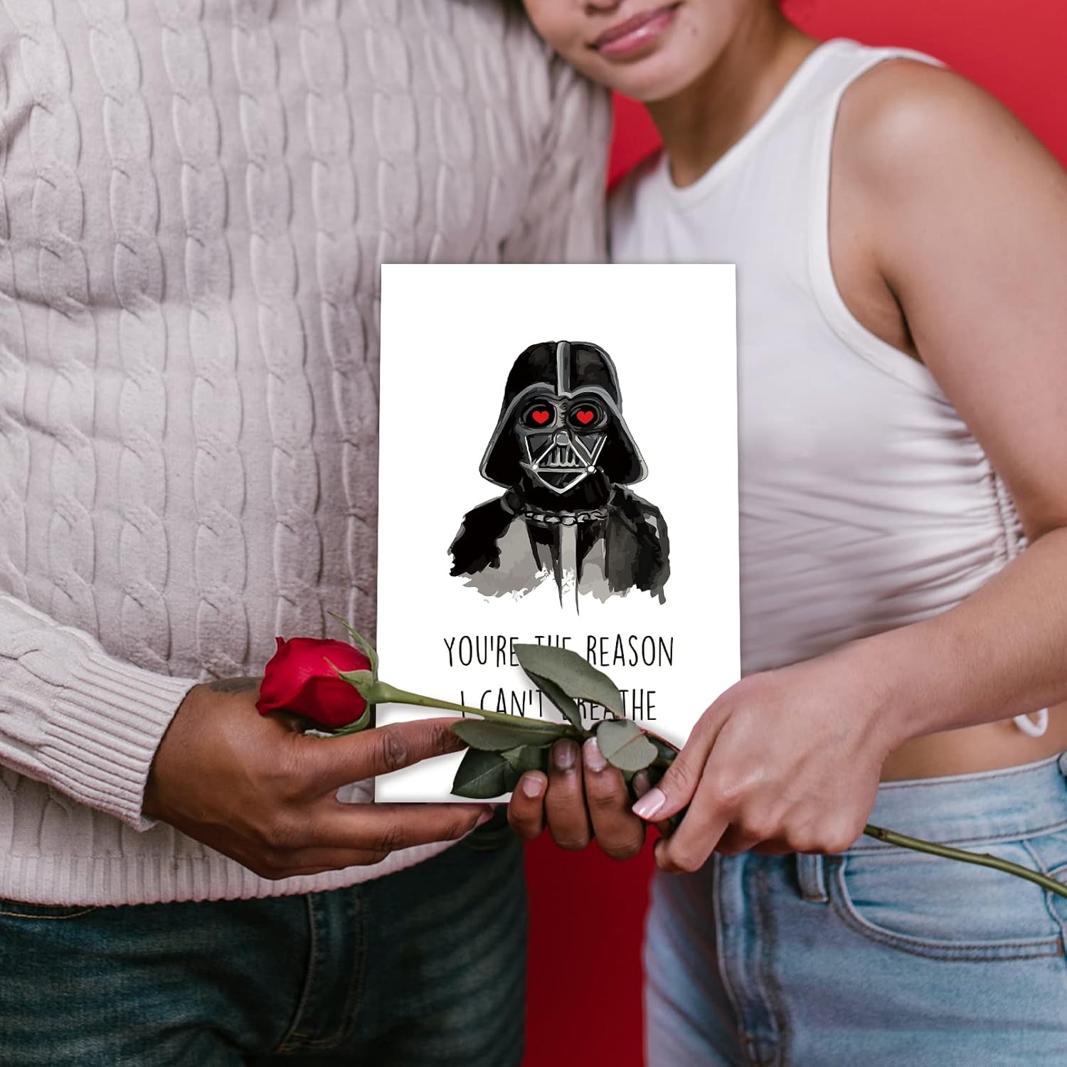 Funny Valentines Day Card For Husband Boyfriend, Star Wars Anniversary Card From Wife Girlfriend, Humor Valentines Darth Vader Card For Him Her, “You’Re The Reason I Can’T Breathe”