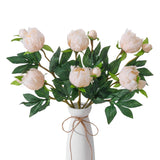 6Pcs Realistic Champagne Artificial Peony Flowers,18.9 Inch Double Heads Silk Fake Peonies Flowers With Long Stem For Vase Arrangement,Wedding Centerpieces,Indoor Decor