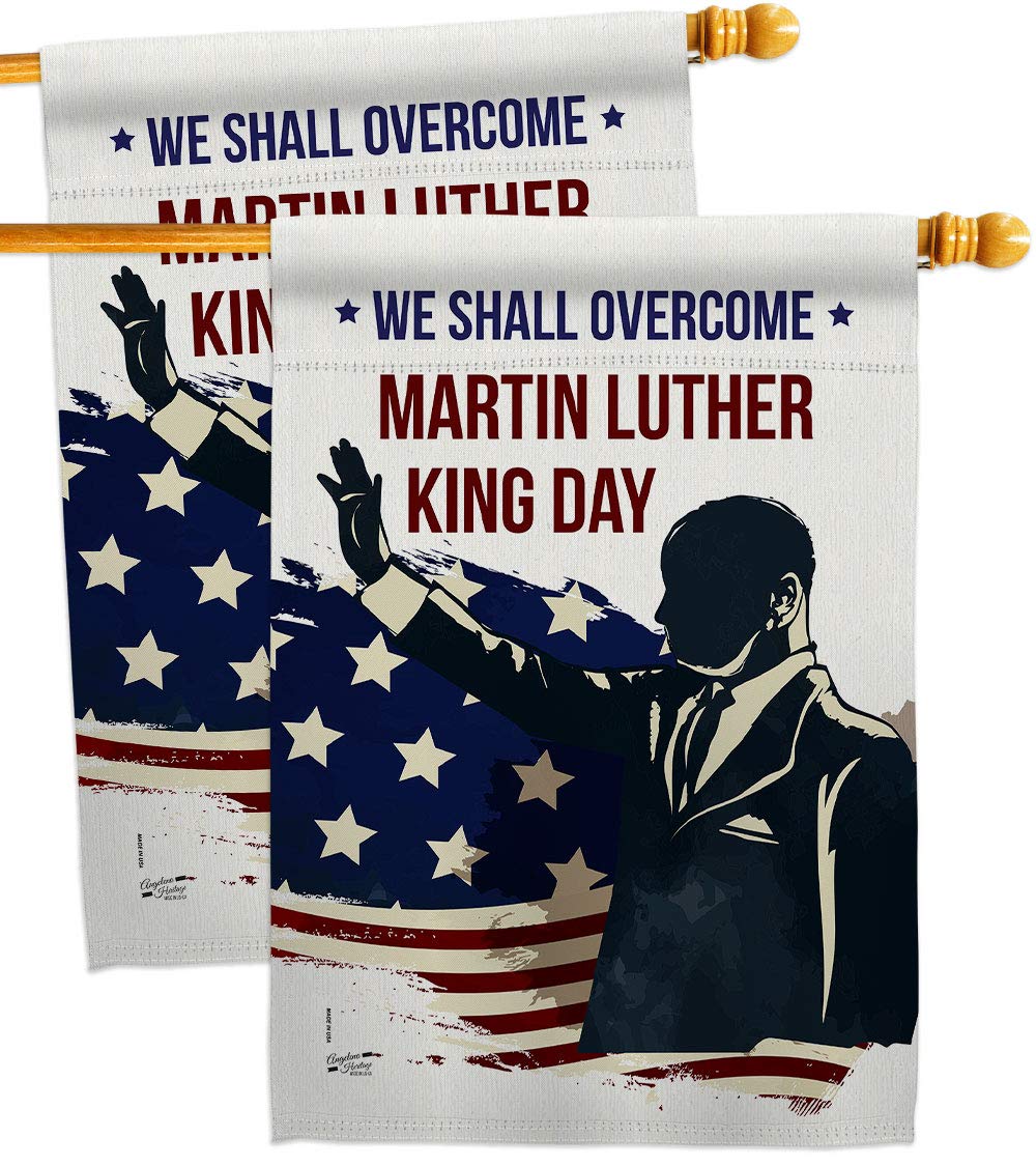 Martin Luther King Quote Wall 2 Pcs Banner Flag Garden Room Decorations Outdoor Tapestry Grave Yard Signs We Shall Overcome African American, Black History Month Gifts Made in USA