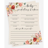 Wildflower Baby Shower Game, 50 Advice And Prediction Cards, Fun Activity, Girl, Boho Theme Decorations, A Little Wild Flower Is On The Way, Floral Baby In Bloom