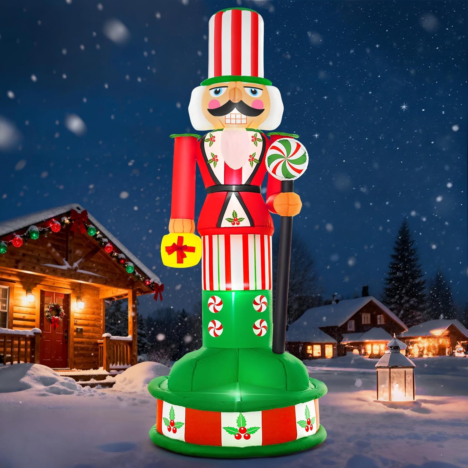 8Ft Christmas Inflatable Outdoor Decoration Inflatable Nutcracker Blow Up Nutcracker Decor With Lights For Yard Lawn Gar