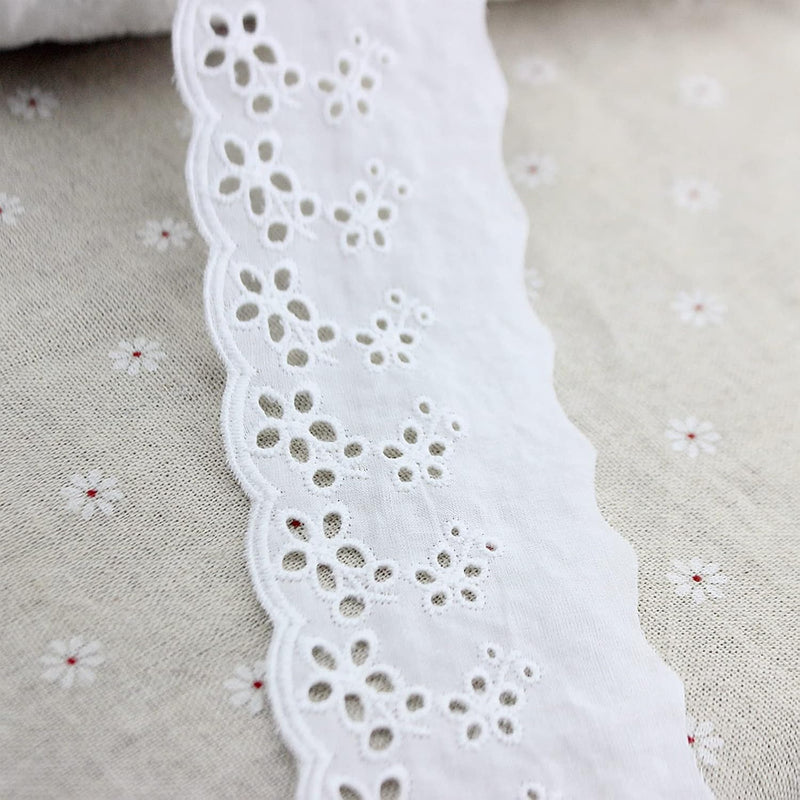 Cotton Lace Trim White Lace Ribbon Eyelet Lace Embroidery Ruffle Lace Trim For