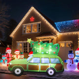 8 Ft Length Christmas Inflatable Station Wagon Christmas Car Inflatables Outdoor Xmas Vacation Car Tree Blow Up With Led