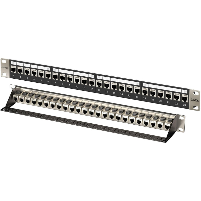 1U 24 Port Patch Panel And Cat6 Rj45 Shielded Keystone Coupler, 19" Rackmount