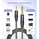 1/4 To 1/8 Stereo Cable - 3.5Mm Trs To 1/4 Inch Ts Mono Adapter - 3 Feet