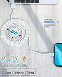 4 Pack Apple MFi Certified Lightning Charging Cable 6FT Fast Charger Cord for iPhone 14 13 12 11 iPad