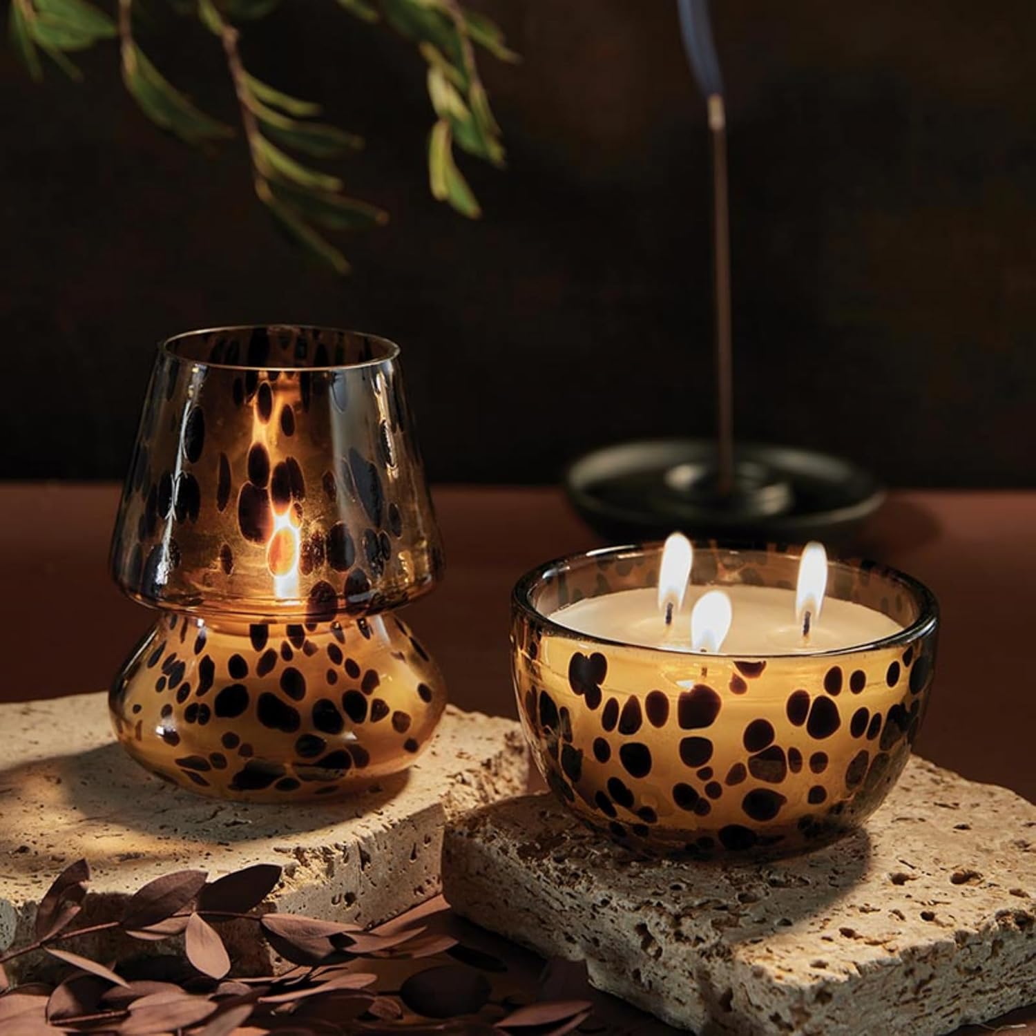 Scented Candles Tortoiseshell Bowl Glass Candle, 4" Dia X 2.75" H, Volcano