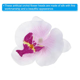 3.5" Artificial Orchid Flower Heads, 40 Pack Silk Phalaenopsis Fake Butterfly Orchid Heads For Wedding Floral Bouquet Decor Diy Craft Making, White Purple