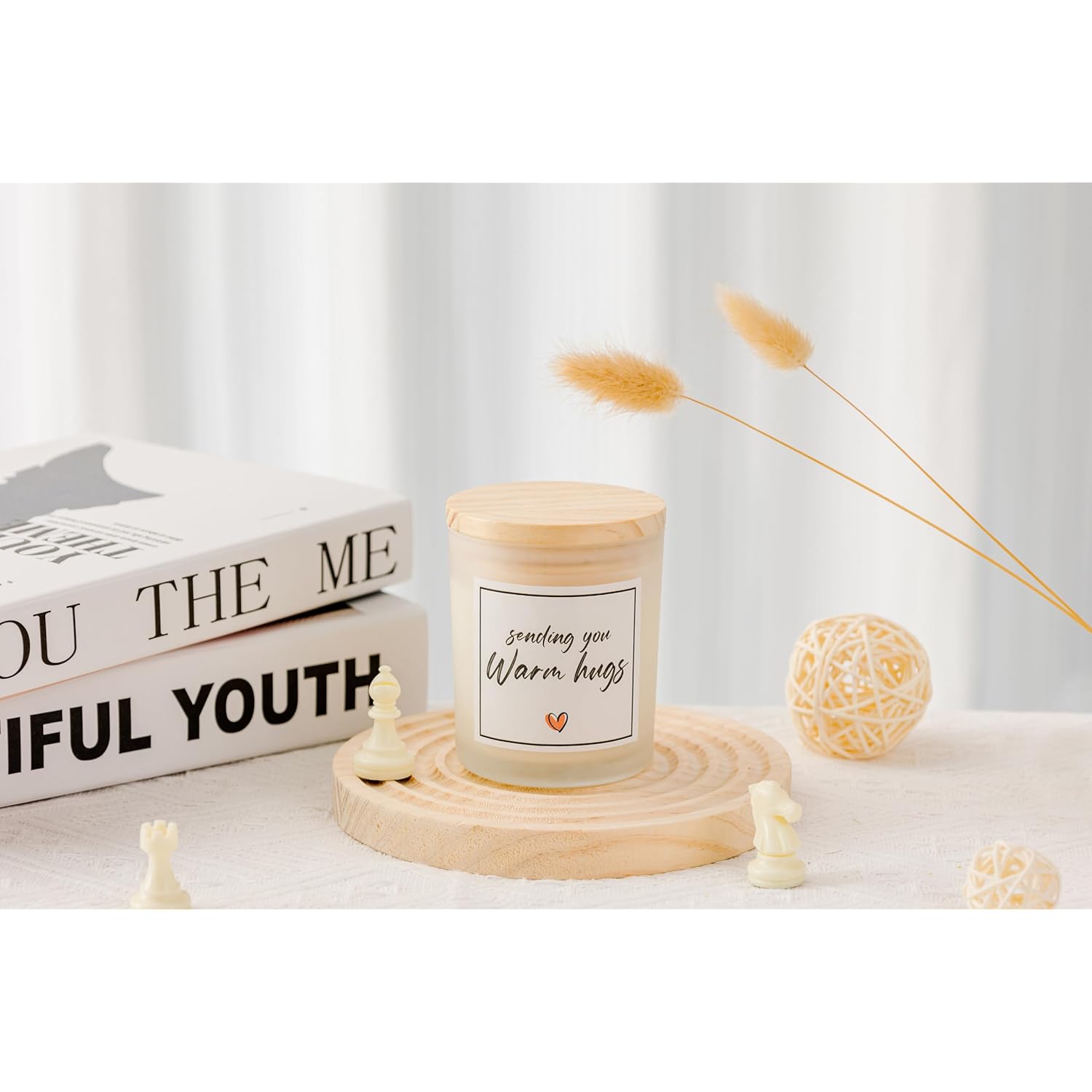 Get Well Soon Gifts, Sympathy Candle, Bereavement & Cheer Up Gifts, Sending You Warm Hugs In A Jar Candle Gift For Women, Vanilla Scented Candle, Natural Soy Wax & Natural Essential Oils