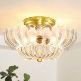 Vintage Gold Glass Ceiling Light Semi Flush Mount Mid Century Modern Fixture