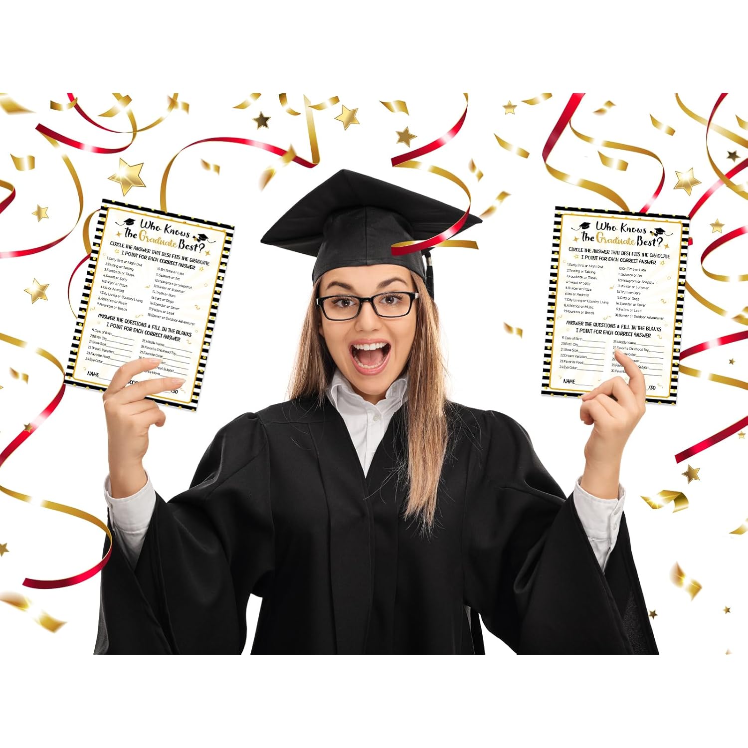 36 Sheets Graduation Party Game Cards Bulk Who Knows Graduate Best Game Cards Class Of 2026 Graduation Party Games Senior High School College Congrats Grad Parties Favor Activities