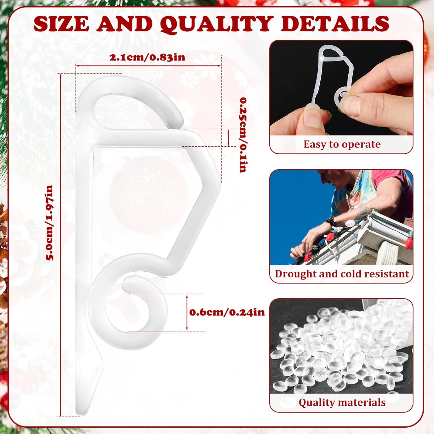 Holiday Light Clips,150 Pcs Holiday Light Clips Outdoor Lights Hooks For Christmas Party Light Strings Outdoor Hang Gutter Hooks Halloween Decoration(D)