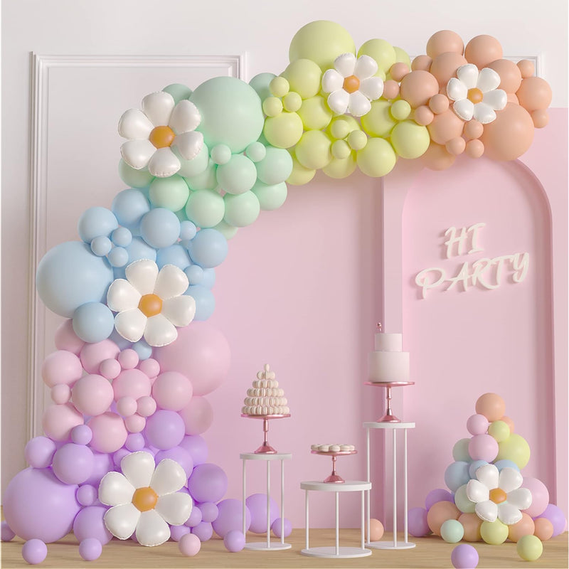 Pastel Daisy Balloon Garland Arch Kit, 180Pcs Groovy Balloon Garland K