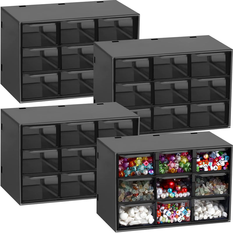 4 Pack Desktop Storage Organizer With 9 Drawers Craft Organizer With M