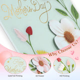 Mothers Day Card With Envelope - 5.5"X8" 3D Flower Golden Foil Design Happy Mothers Day Card Prefect Gifts For New Moms Grandma Wife Sister