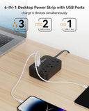 Flat Plug Power Strip USB C 5Ft Cord Cruise Ship Approved No Surge