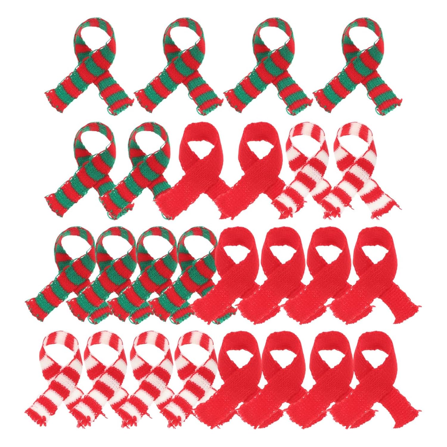 30Pcs Mini Scarf Red Green Christmas Decorations Diy Doll Clothes Toys Small Scarf For Holiday Wine Bottle Decorations Christmas Set Santa Hats For Crafts