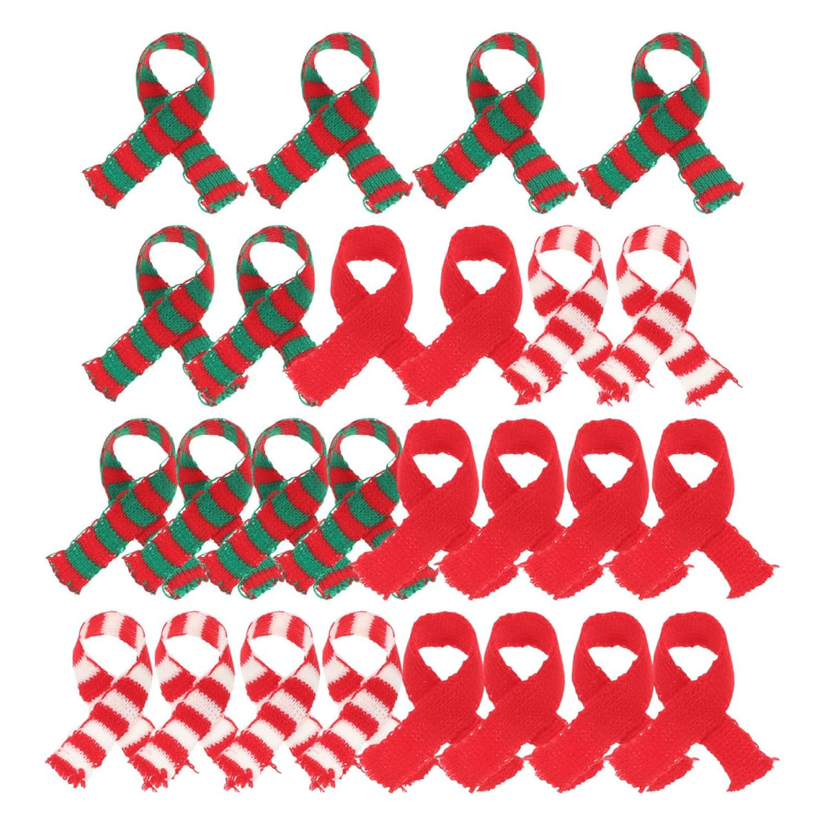 30Pcs Mini Scarf Red Green Christmas Decorations Diy Doll Clothes Toys Small Scarf For Holiday Wine Bottle Decorations Christmas Set Santa Hats For Crafts