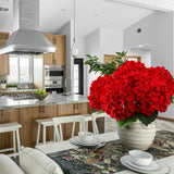 6Pcs Large Silk Hydrangea Flowers, 20 In Full Faux Hydrangea Artificial Flowers With Stems Leaves For Fake Bouquets Home Valentines Day Xmas Party Christmas Centerpieces Arrangements (Red)