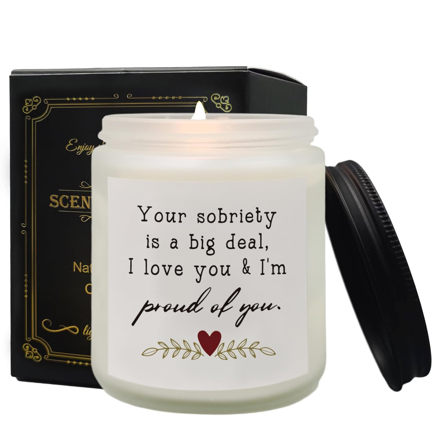 Best Sobriety Gifts Candle, Inspirational Sobrietycandles Gifts For Women Men, Sober Gift Soy Candle, Your Sobriety Is A Big Deal I Love You Lavender Fragrance Candles For Home Scented