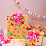 Kraft Wrapping Paper Roll Colorful Polka Dots Design Perfect For Birthday Holiday Wrap 17 Inch X 33 Feet