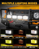 V MAX Series 7x5 Inch LED Pod Lights 204W Offroad Driving Spotlight with Amber DRL Side Shooter Combo Beam