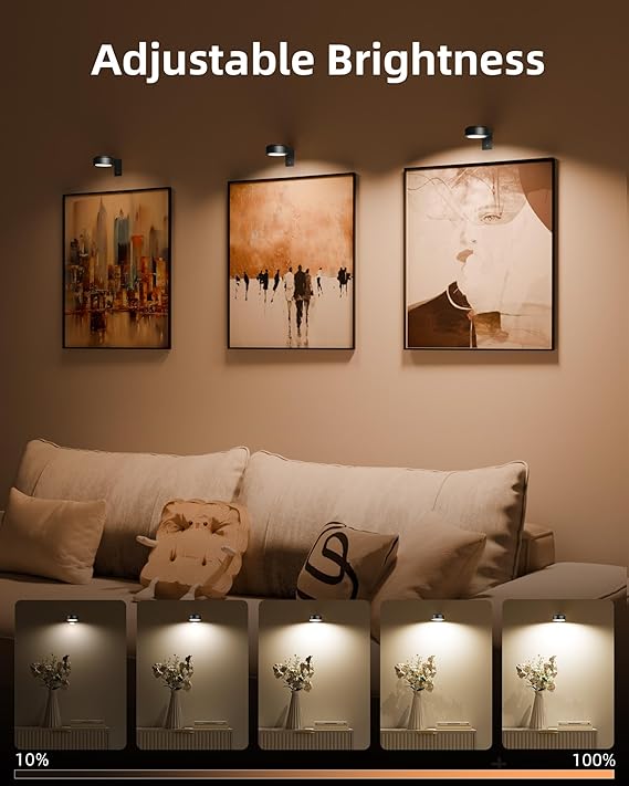 3 Pack Rechargeable Magnetic Picture Lights with Remote 3 Color Temps & RGB for Wall Art