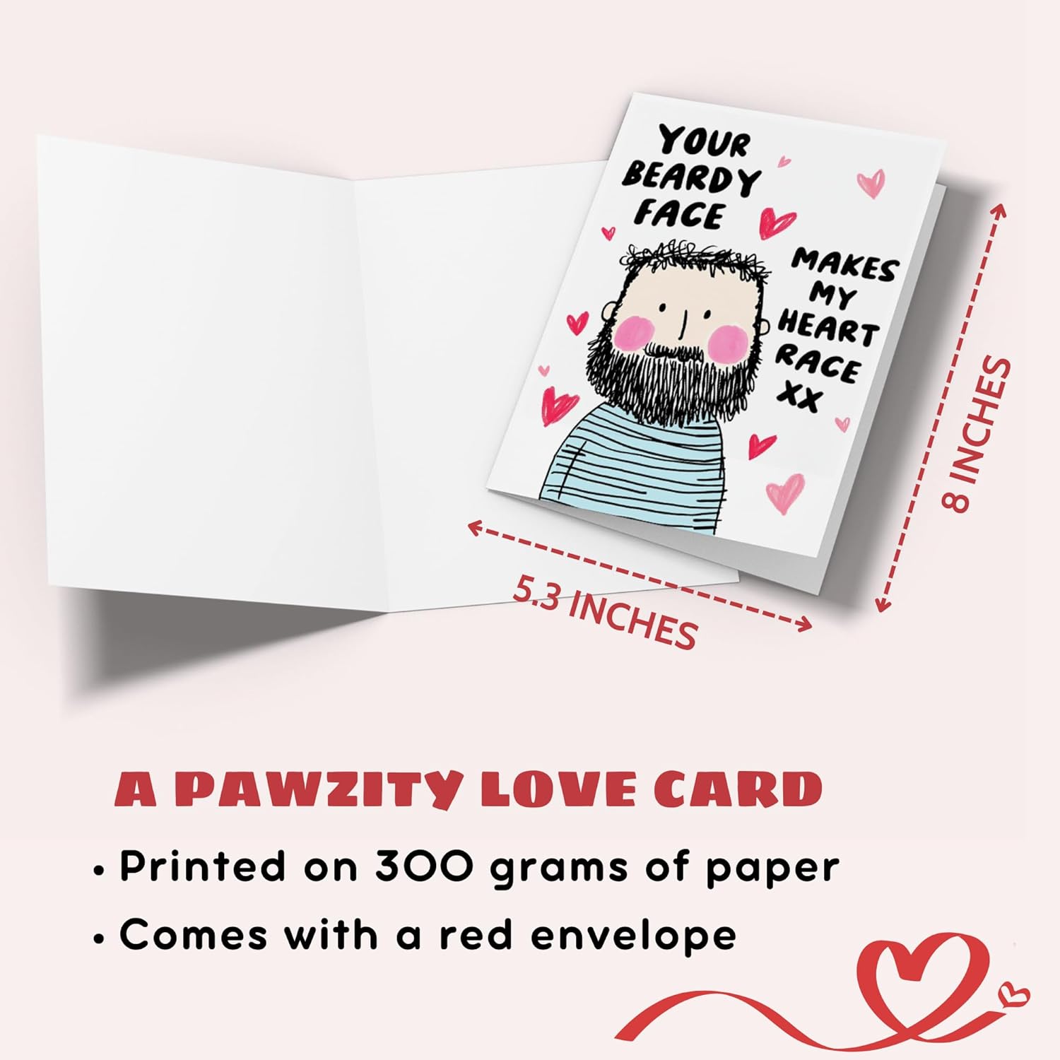 Valentines Day Cards For Husband - Wedding Anniversary, Birthday, Fathers Day, Valentines Gifts For Husband From Wife - Romantic Gifts For Him - 5.3''X 8.0'' Greeting Love Card & Envelope