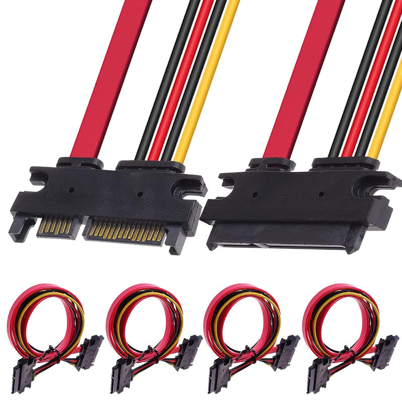 4 Pack 22-Pin (7+15) Sata Data And Power Combo Extension Cable, 22-Pin (7+15)