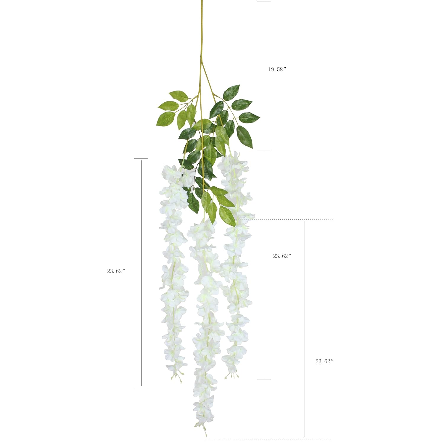 12 Piece Artificial Silk Wisteria Vine 3.6 Feet Ratta Hanging Flower Garland String Home Party Wedding Decor (White)