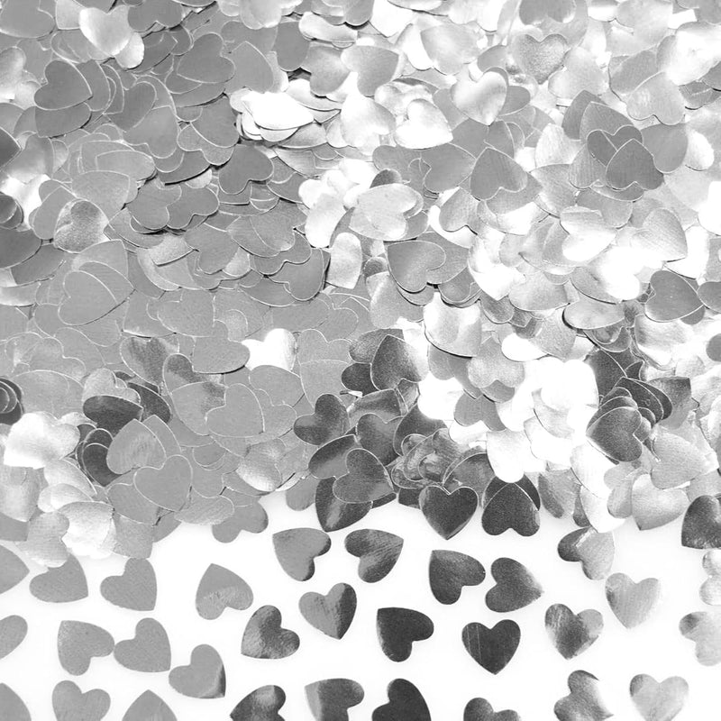 Silver Heart Table Confetti - Foil Metallic Heart Shaped Confetti Vale