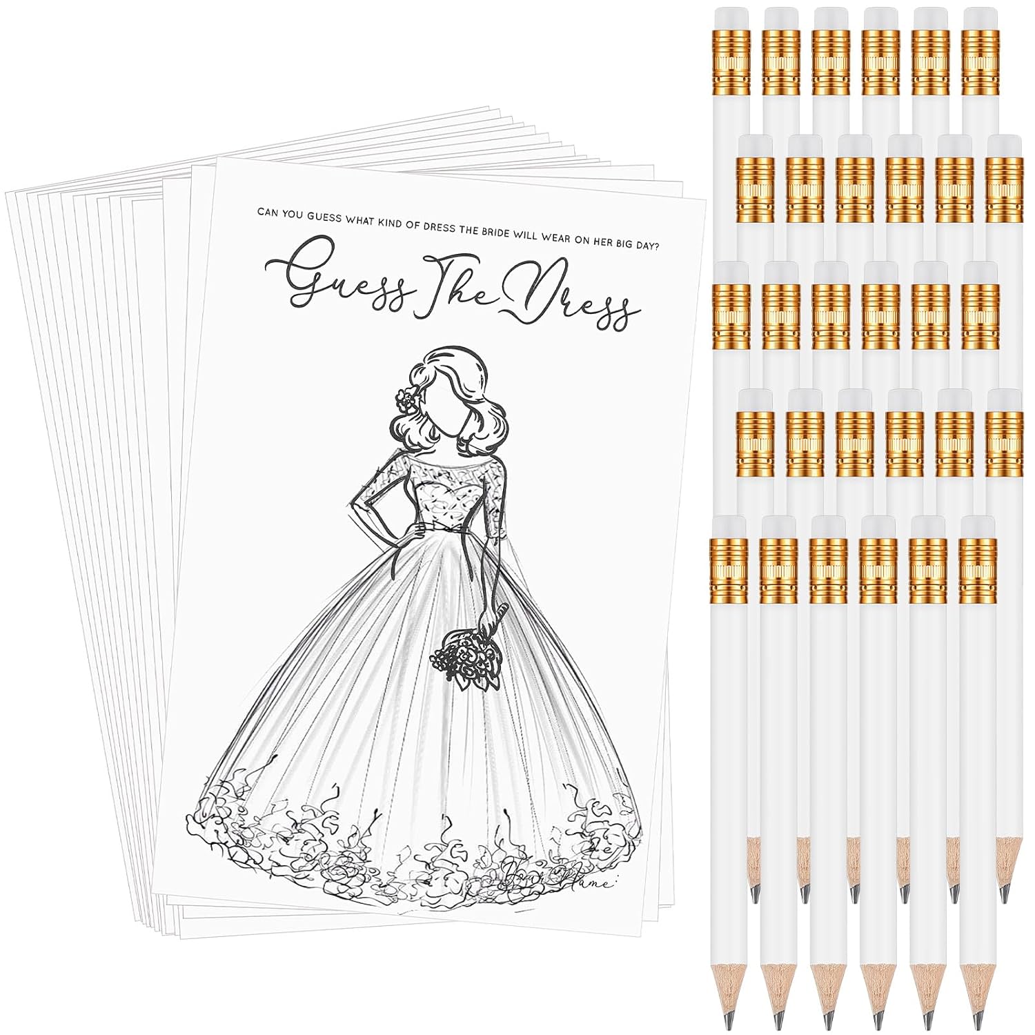 30 Sets Guess The Dress Bridal Shower Games For Guests Include Wedding Games Cards And Bridal Shower Pre Sharpened Pencils Fun Wedding Decorations Party Supplies