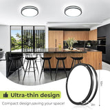 2 Pack 10 Inch LED Ceiling Lights with Remote Dimmable Black Flush Mount Fixtures