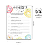 Donut Baby Shower Feud Game — Pack Of 25 — Fun Shower Family Fued Games, Doughnut Theme Shower Activity, Girl Or Boy Gender Neutral Pink Blue Couples Shower Gender Reveal Party G850-Bsf