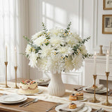 24 Pcs Large Artificial Dahlia Flowers 5.12'' Real Looking Silk Fake Dahlias With Stems Faux Flowers Wedding Bouquets Floral Arrangements For Diy Bridal Shower Home Table Decor(White)