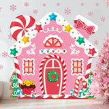 4 Pcs Christmas Gingerbread House Door Decorations Candy Cane Wreath Snowman Christmas Tree Gingerbread House Porch Banners For Holiday Classroom School Office Wall Display (Pink)