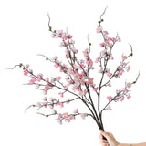 Artificial Pink Cherry Blossom Branches 3Pcs 37.8" Faux Silk Cherry Blossom, Fake Flowers With Leaves Bouquet Decorations For Home Living Room Bedroom Table Centerpiece Vase Wedding Decor