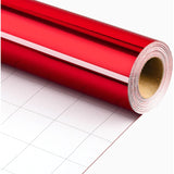 Red Wrapping Paper Roll - 17 In X 16.4 Ft(23.3 Sq.Ft.) Metallic Red Solid Color Gift Wrap With Grid Cutting Lines For Christmas, Birthday, Wedding, Bridal Shower, Mothers Day, Valentines Day