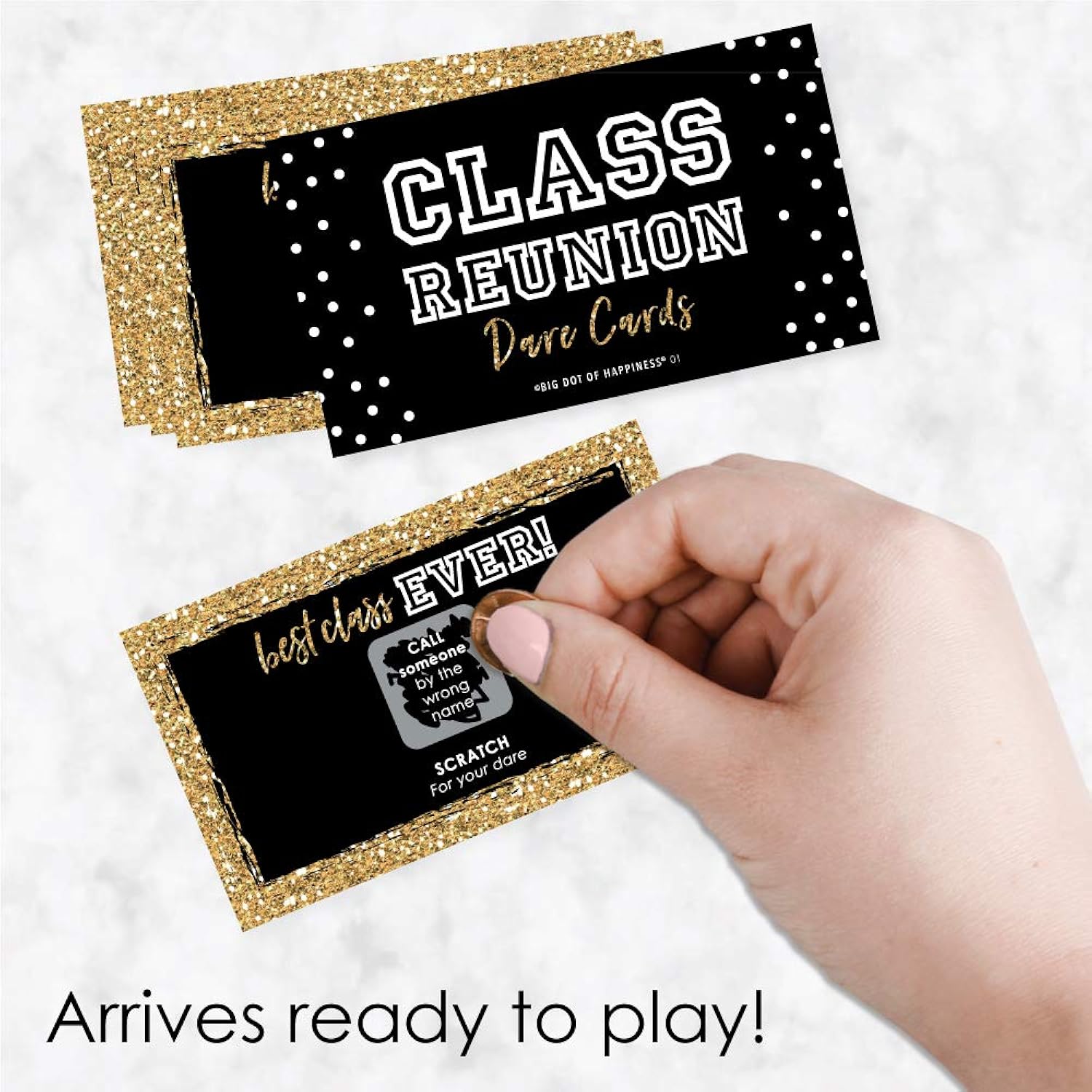 Big Dot of Happiness Reunited - School Class Reunion Party Game Scratch Off Dare Cards - 22 Count