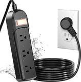 Outdoor Weatherproof Power Strip with 3 AC Outlets and 10 ft Extension Cord