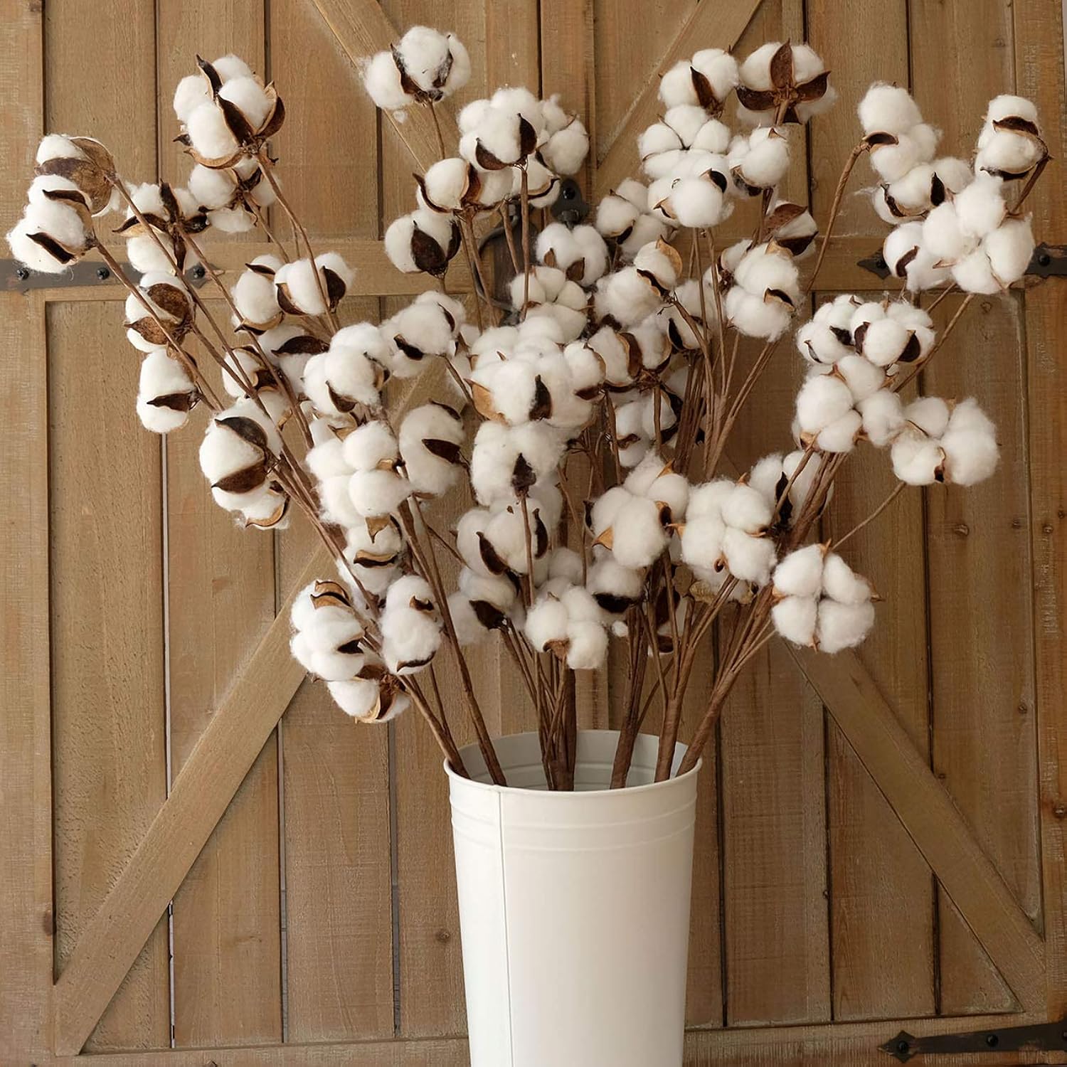 Cotton Stems Decor Branches, Cotton Flowers Plants For Decorations, Dried Flowers For Vase, 6 Pcs-31 Inches Tall - 12 Bolls Per Stem