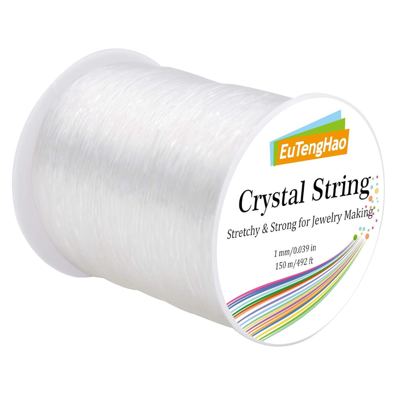 1Mm Crystal String Elastic String For Bracelets,150M/492Ft Clear Stret