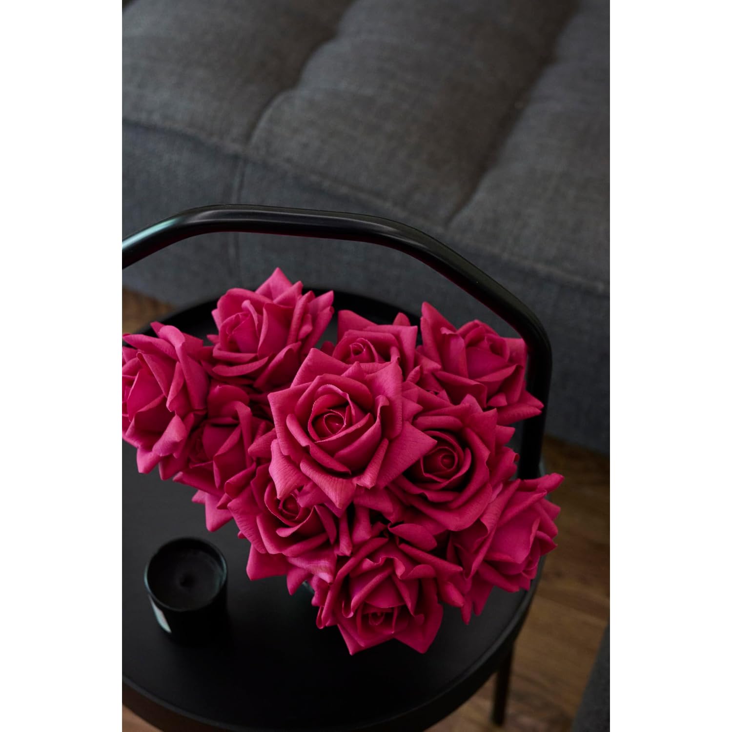 Real Touch Roses, Artificial Roses | 10Pcs Faux Mini Roses Bouquet,Real Touch Fuchsia Roses For Wedding Centerpiece, Home & Party Decor (Fuchsia)