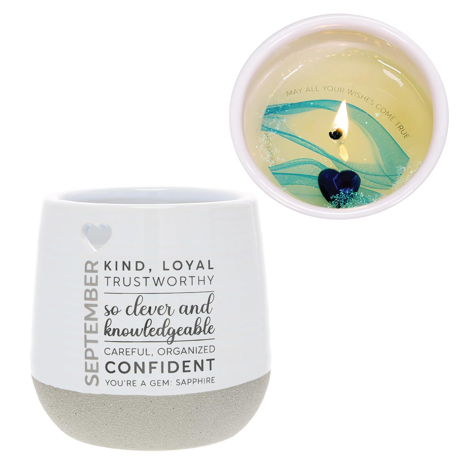 Pavilion - 11 oz Wax Reveal Candle, Natural Soy Wax Birthstone Candle, Jasmine Scented, Gemstone Candle with Crystal Inside, Birthday Gifts for Women, 1 Count (September)