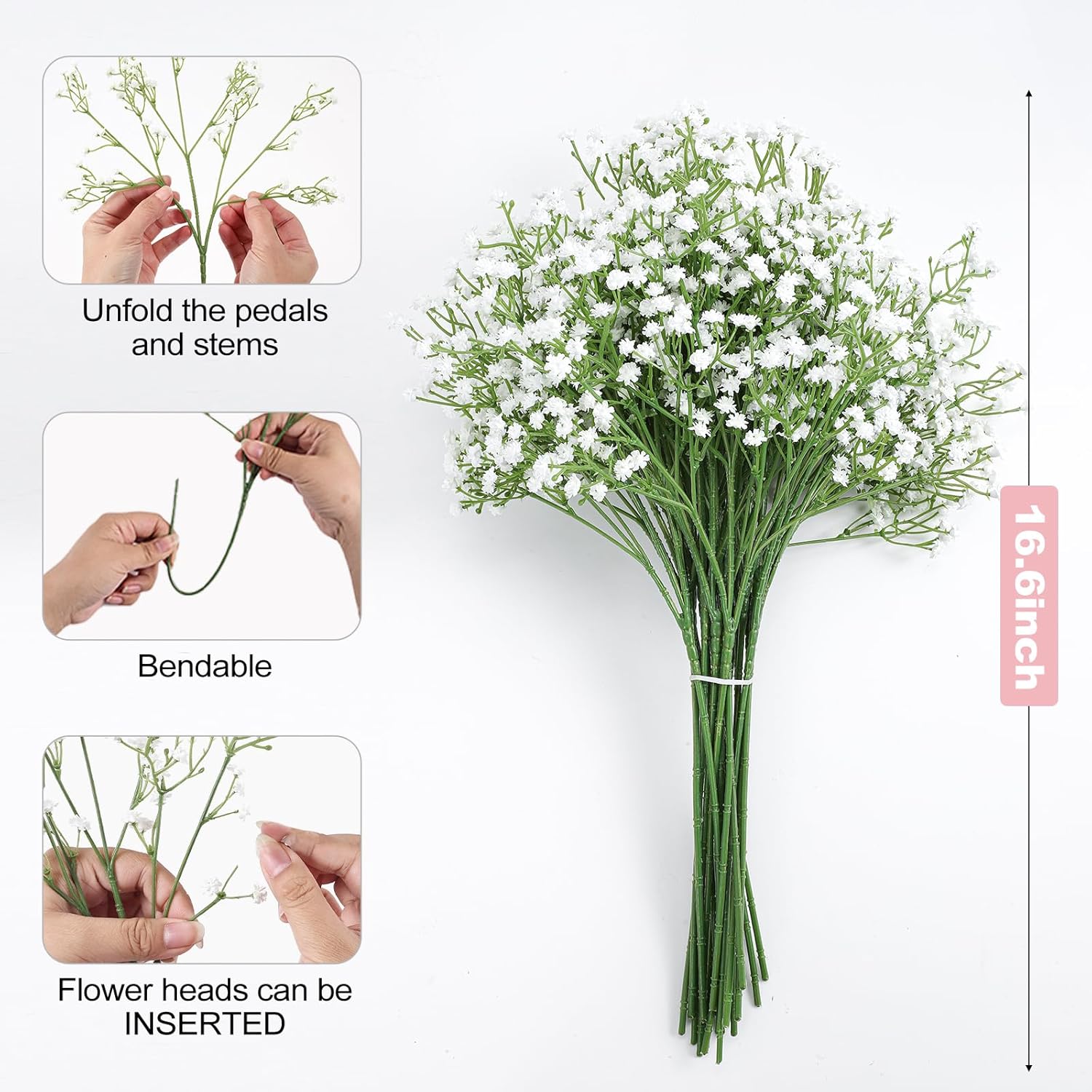 30 Pcs Baby'S Breath Artificial Flowers Real Touch Faux Gypsophila Bouquet Diy Floral Bouquets Arrangement For Wedding Centerpieces And Decorations